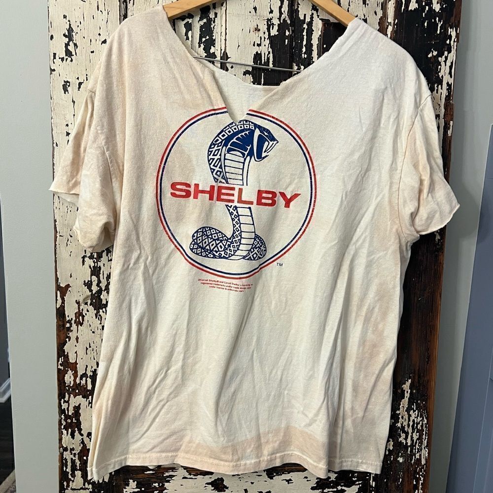 Women’s distressed Ford Shelby‎ Mustang cutout customized T-shirt. Size XL.